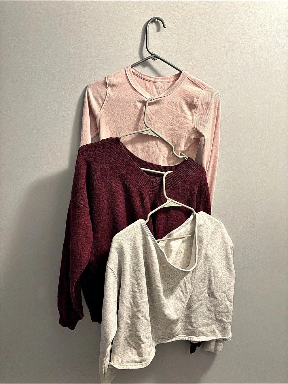Hollister 3 piece Long Sleeve Top Bundle Pink & Burgundy S/M